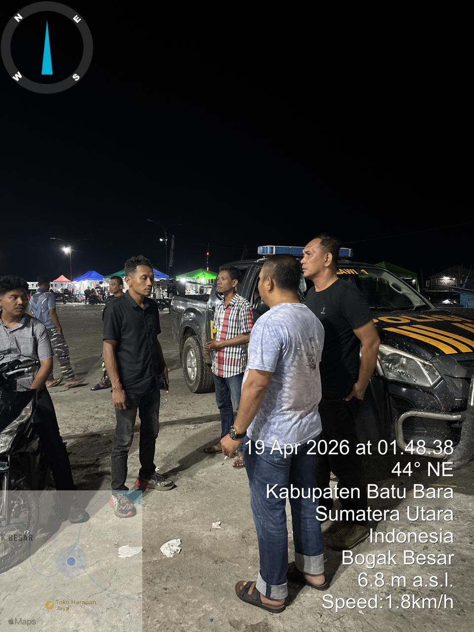 Patroli Dini Hari, Personel Polsek Talawi Jaga Kondusifitas Kamtibmas di Pelabuhan Ujung Bom