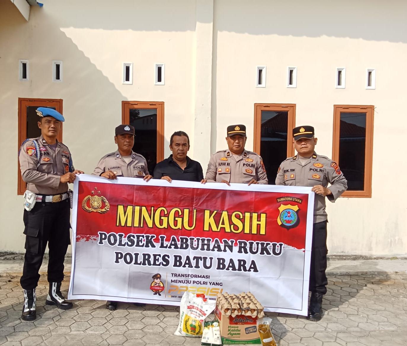 Polsek Talawi Salurkan Bantuan Sembako untuk Kaum Dhuafa melalui Program Minggu Kasih