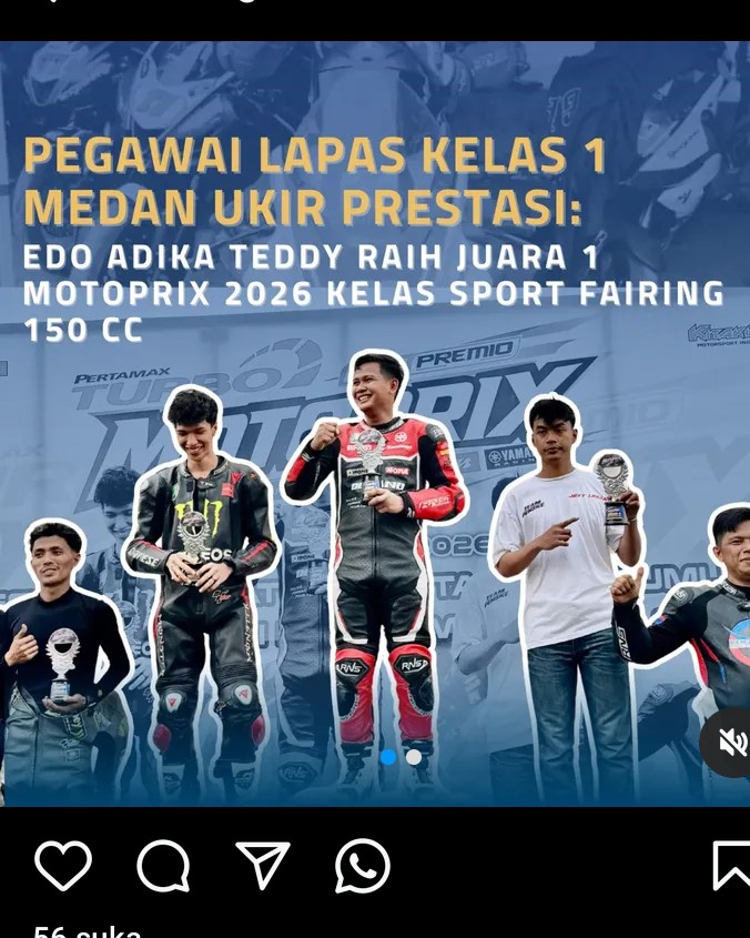 Debutan Edo Adika Teddy Raih Juara I Sports Fairing 150 cc di Motoprix Sumut 2026